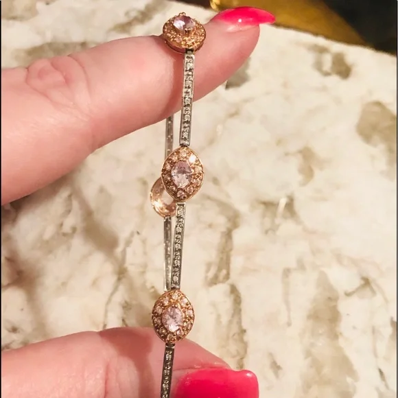 SOLD 14k White rose gold Kunzite bracelet - Picture 5 of 14